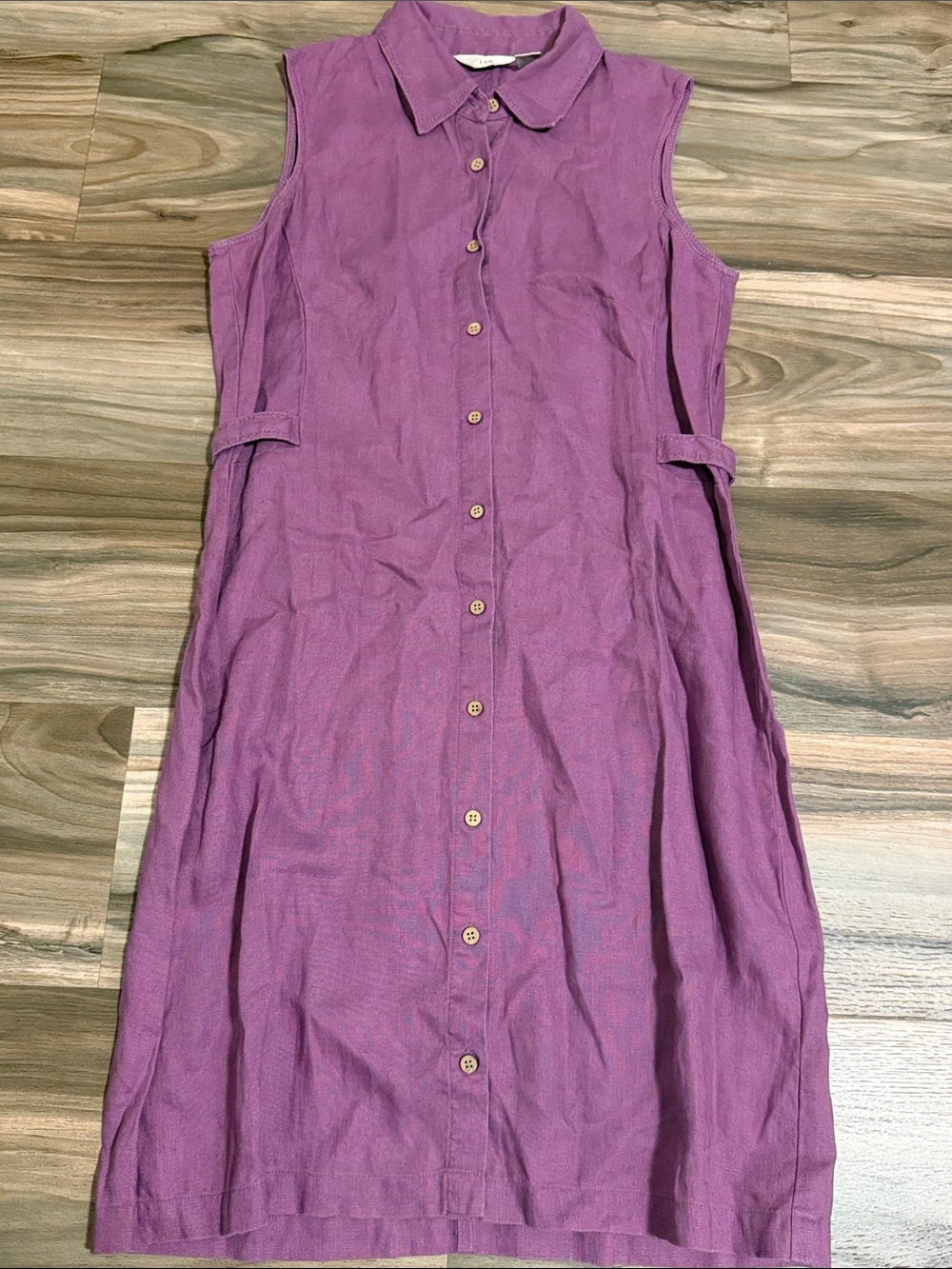 J Jill 100% Linen Purple Dress Sz S Sleeveless Button Down Shirt Dress Preppy